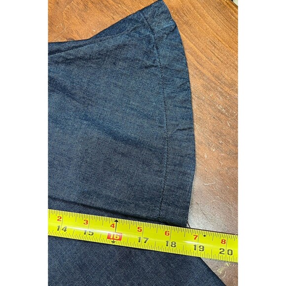 Draper James Denim Blue Chambray Ruffle Shift Dress Sz 8 Western Preppy Church - Picture 13 of 16